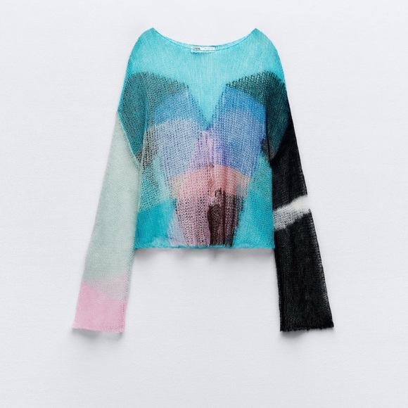 Zara Colorblock open knit sweater - Picture 3 of 4